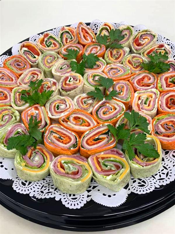 Our tortilla pinwheels are a favorite finger food for any gathering Cold appetizers catering in Milwaukee